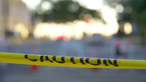 Caution tape in 4k slow motion 60fps Stock Footage 171824865