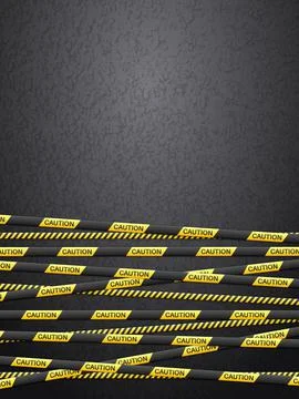 Caution tape on asphalt background Stock Illustration