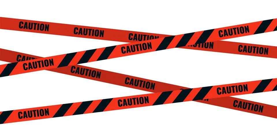 Caution tape. Caution red warning lines isolated on white Stock Illustration