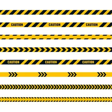 Caution tape. Caution yellow warning lines isolated on white Stock Illustration