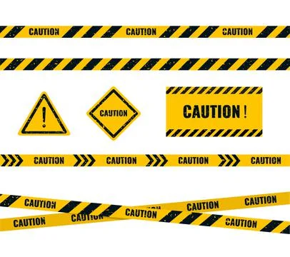 Caution tape. Caution yellow warning lines isolated on white Stock Illustration