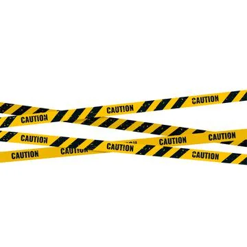Caution tape. Caution yellow warning lines isolated on white Stock Illustration