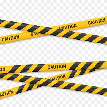 Caution tape. Caution yellow warning lines isolated on white Stock Illustration