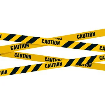 Caution tape. Caution yellow warning lines isolated on white Stock Illustration