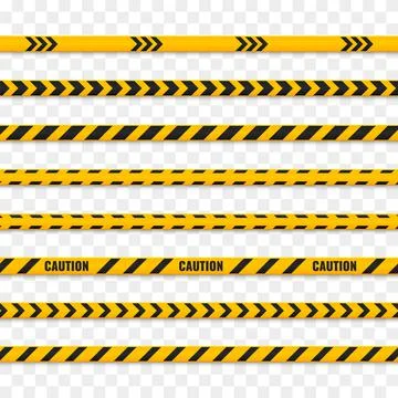 Caution tape. Caution yellow warning lines isolated on white Stock Illustration