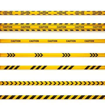Caution tape. Caution yellow warning lines isolated on white Stock Illustration