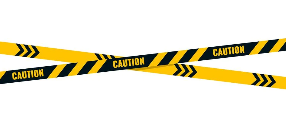 Caution tape. Caution yellow warning lines isolated on white Stock Illustration