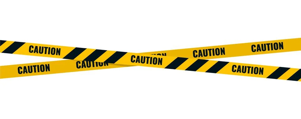Caution tape. Caution yellow warning lines isolated on white Stock Illustration