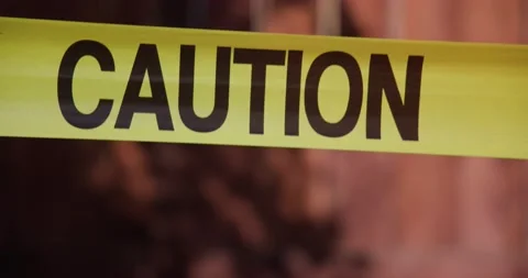 Caution Tape Close Up With Blood Splatter Stock Footage 160760185