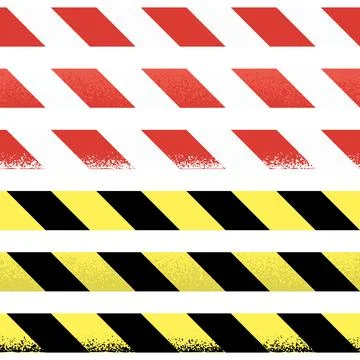 Caution tape grunge set on transparent background Stock Illustration