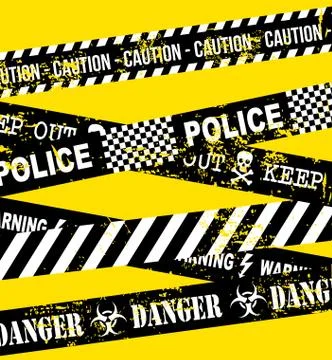 Caution tape over yellow background vector illustration Stock Illustration