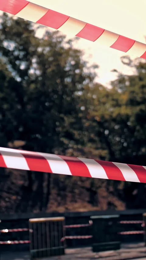 Caution tape. Protection sign. don't cross the line. red and white stripe. Stock Footage 319654237