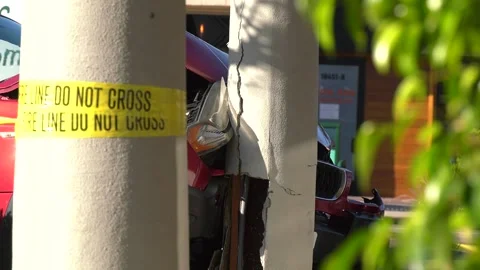 Caution Tape Put up after Car Crash Stock Footage 345649590