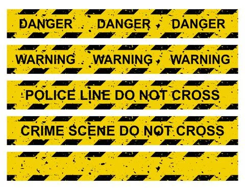 Caution tape set. Yellow warning ribbon collection with different texts:  do  Stock Illustration