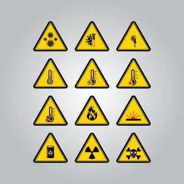 Caution temperature, virus and radioactive sign design vector illustration Stock Illustration