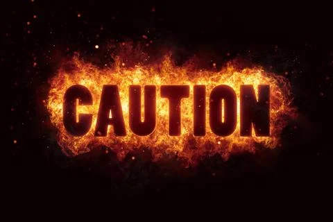 Caution text flames fire burn explosion warning Stock-Illustration