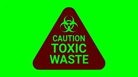 Caution toxic waste sign red flash animation Stock Footage 345917908