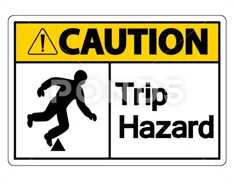 Caution Trip Hazard Symbol Sign on white background: Royalty Free ...