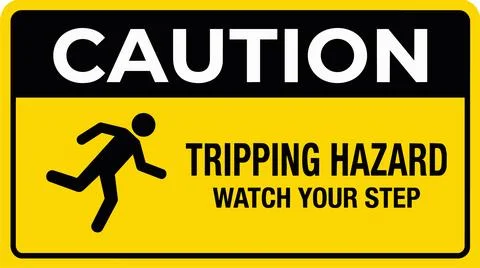 Caution tripping hazard warning sign board. Stockillustratie