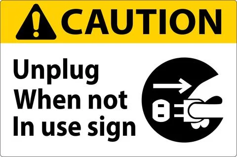 Caution Unplug When Not In Use Symbol Sign Stock Illustration