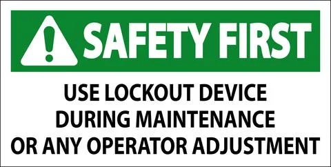 Caution Use Lockout Device During Maintenance Or Any Operator Adjustment Sign Stock Illustration