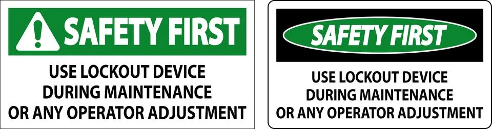 Caution Use Lockout Device During Maintenance Or Any Operator Adjustment Sign Stock Illustration