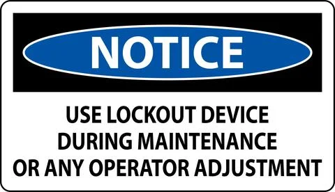 Caution Use Lockout Device During Maintenance Or Any Operator Adjustment Sign Stock Illustration