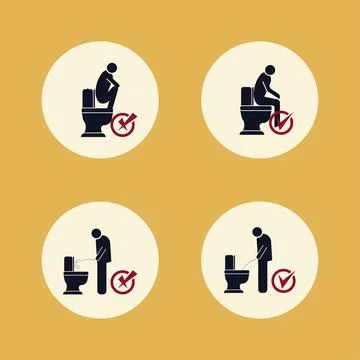 Caution using the toilet properly symbol sign design vector illustration Stock Illustration