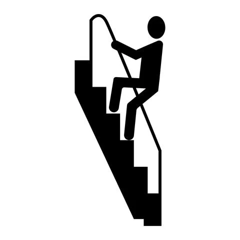 Caution Walk Down Stairs Backwards Sign Stock Illustration