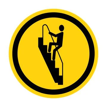 Caution Walk Down Stairs Backwards Sign Stock Illustration