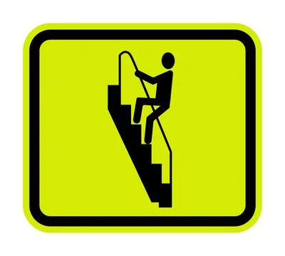 Caution Walk Down Stairs Backwards Sign Stock Illustration