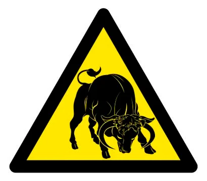Caution warning bull sign イラスト素材