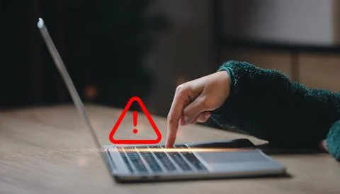 Caution warning  for notification error and  to be aware of the dangers of .. 스톡 사진