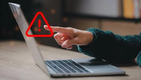 Caution warning  for notification error and  to be aware of the dangers of .. Stock Photos