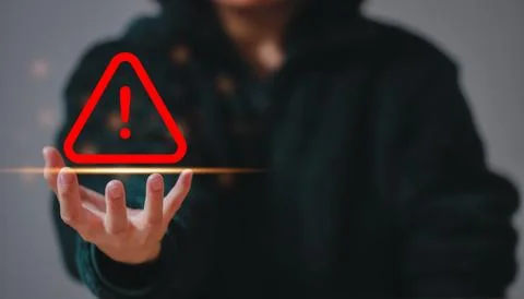 Caution warning  for notification error and  to be aware of the dangers of .. Stock-Fotos