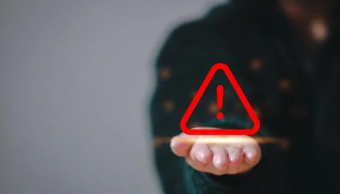 Caution warning  for notification error and  to be aware of the dangers of .. 스톡 사진