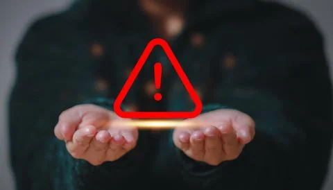 Caution warning  for notification error and  to be aware of the dangers of .. 스톡 사진