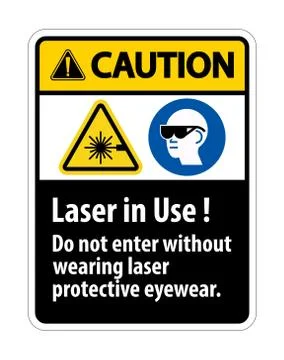 Caution Warning PPE Safety Label,Laser In Use Do Not Enter Without Wearing La Illustrazione stock