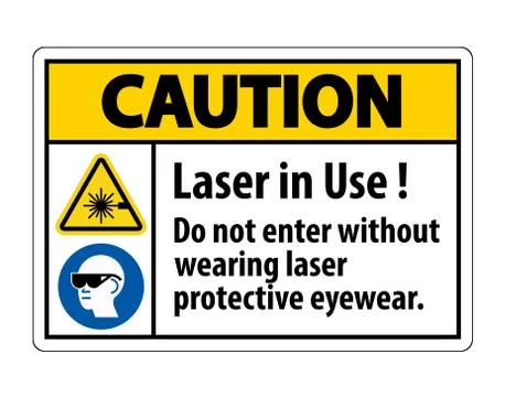 Caution Warning PPE Safety Label,Laser In Use Do Not Enter Without Wearing La Illustrazione stock