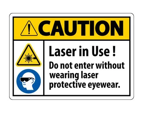 Caution Warning PPE Safety Label,Laser In Use Do Not Enter Without Wearing La Illustrazione stock