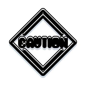 Caution warning sign with bold bubble letters イラスト素材