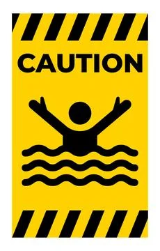 Caution Warning Sign for Drowning Risk Stock Illustration