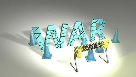 Caution warning sign stand, Caution War ahead. Stock Footage 171955428