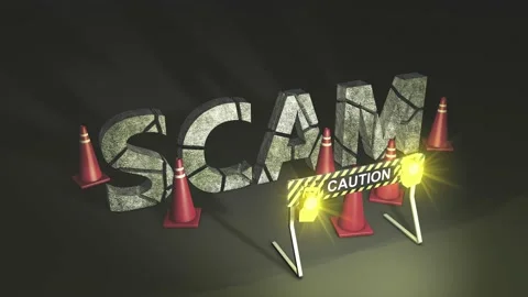Caution warning sign stand, Caution Scam ahead. Stock Footage 171955522