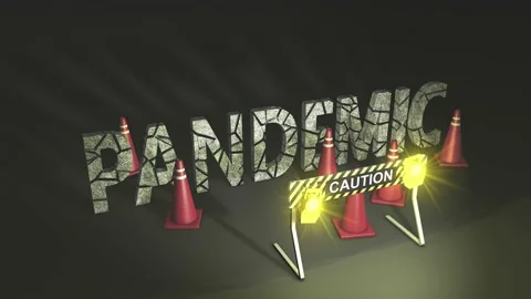 Caution warning sign stand, Caution Pandemic ahead. Stock Footage 171955533