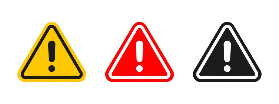 Caution warning signs set. Exclamation marks.. Stock Illustration