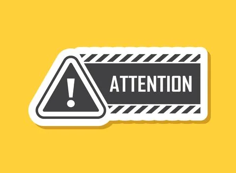 Caution, warning sticker icon in flat style. Stop vector illustration on is.. Illustrazione stock
