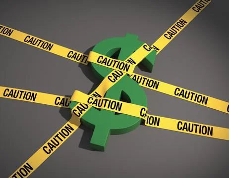 Caution Warning on the US Dollar and Economy. Stock Illustration