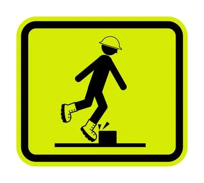 Caution Watch Your Step Sign On White Background Stock Illustration