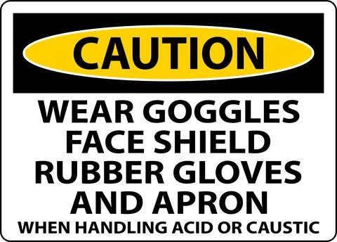 Caution Wear Goggles, Face Shield, Rubber Gloves, And Apron When Handling Aci Illustration